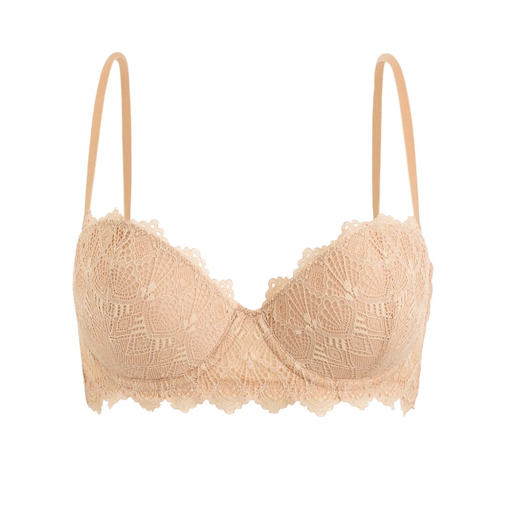 M&S Oysho Natural Geo Lace Padded Strapless Bra: Elegant and Comfortab ...