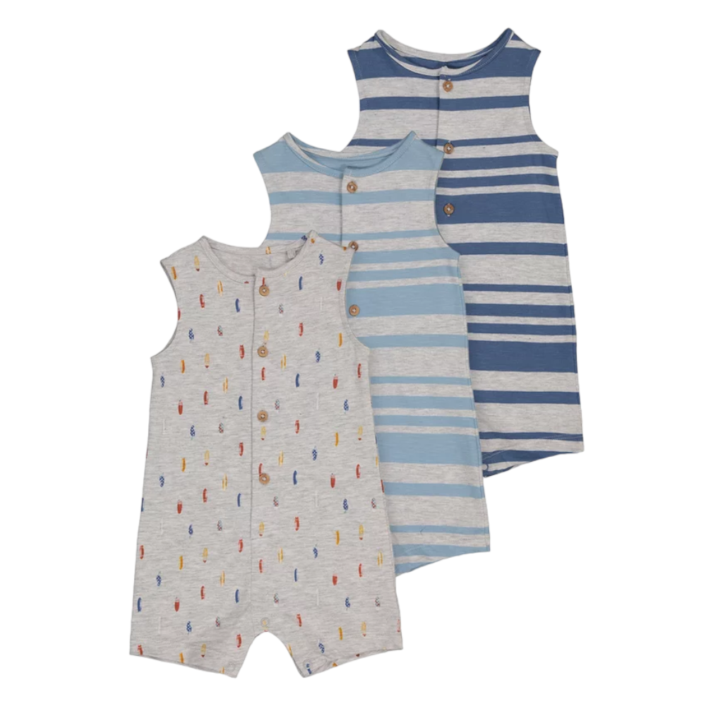 Tu Clothing Grey Printed Rompers 3 Pack