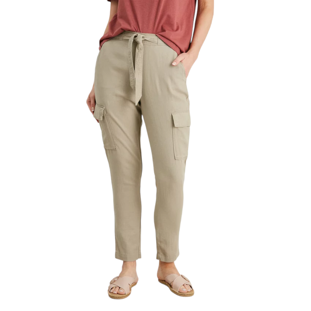 Tu Clothing Stone Linen-Rich Utility Trousers