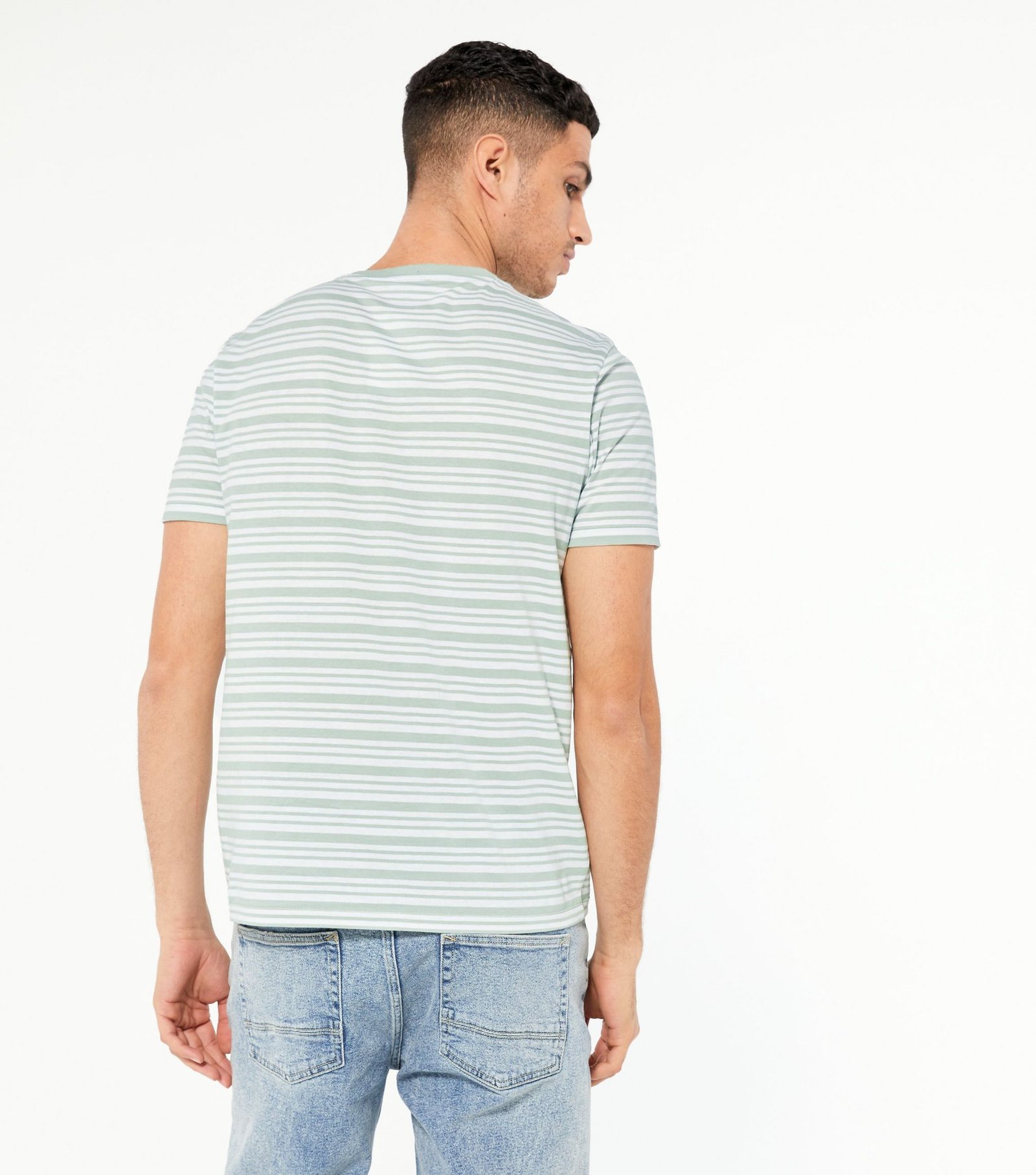 New Look Light Green Stripe Crew Neck T-Shirt - Image 3