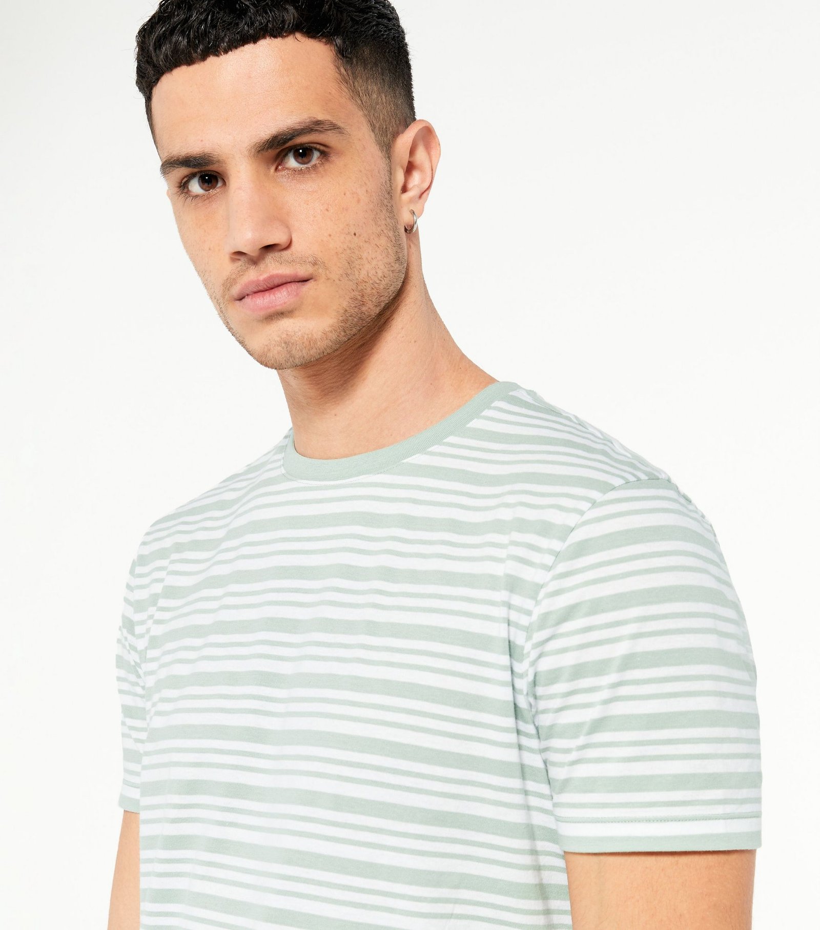 New Look Light Green Stripe Crew Neck T-Shirt - Image 2