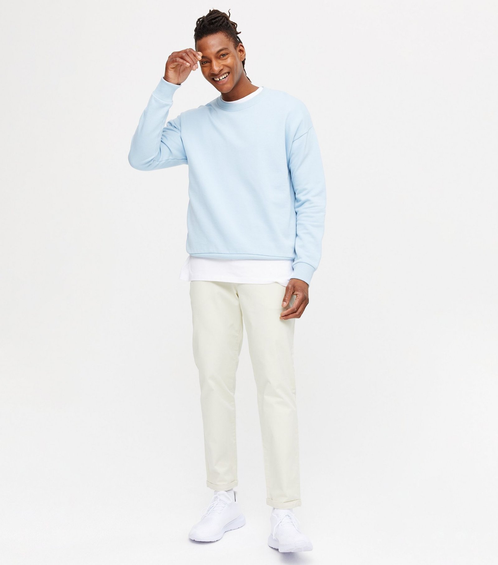New Look Off White Pleated Chinos